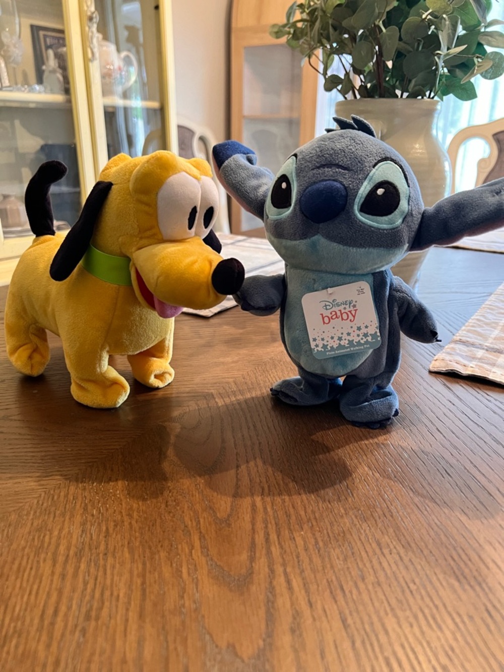 Disney Blue Stitch Plush & Yellow Pluto Plush Pair, have batteries included